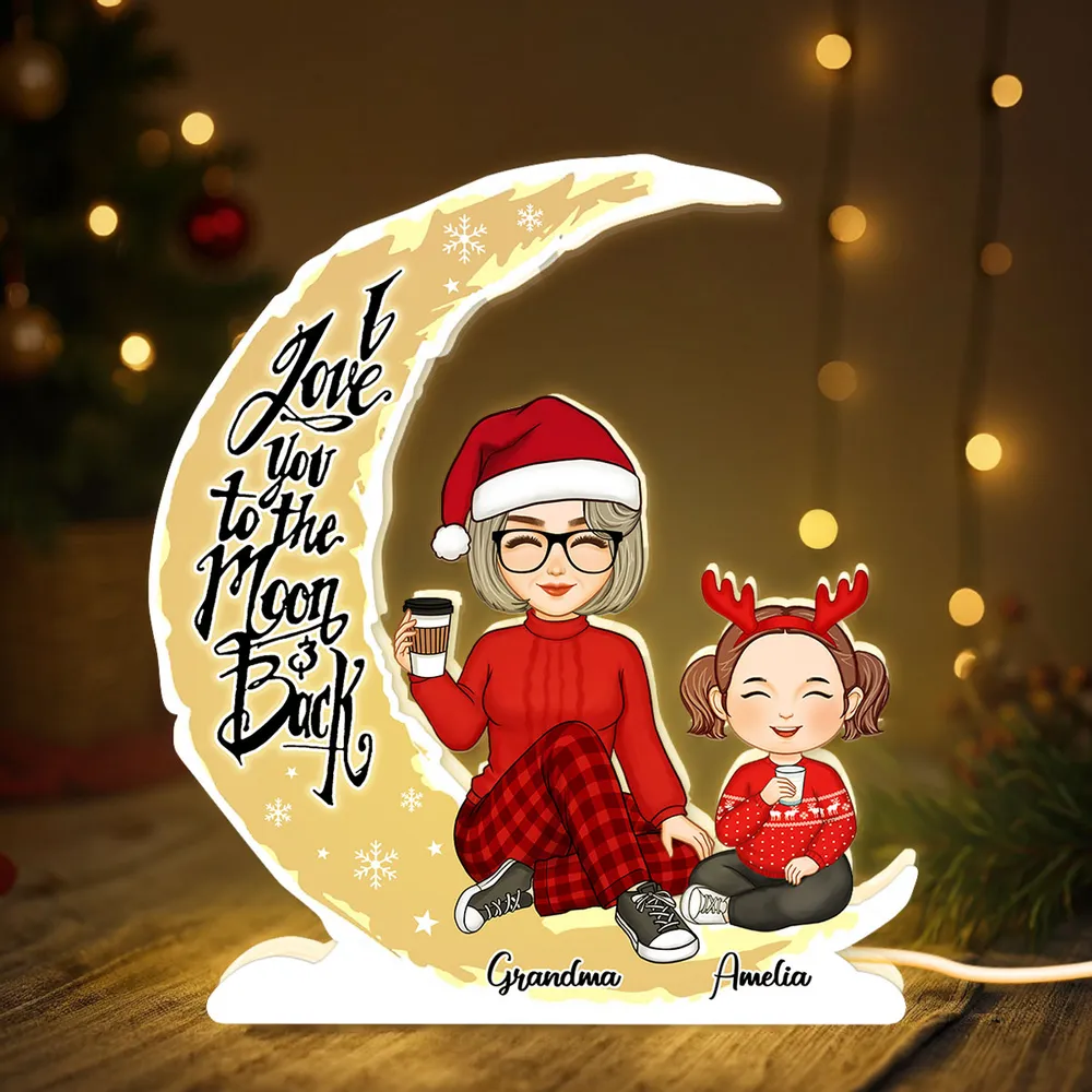 Grandma and Granddaughter Heartwarming Moonlight Lamp, Customizable Love Quote Light Box - Image 9
