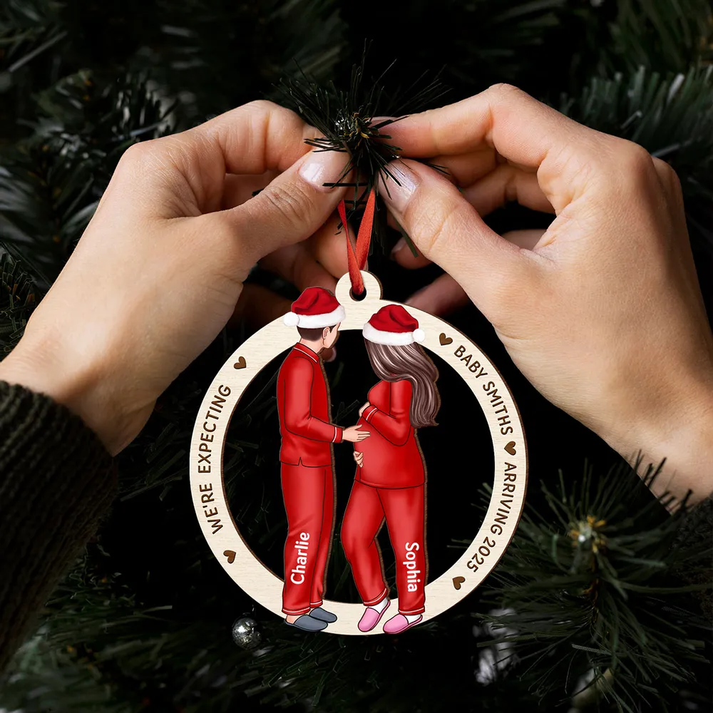Customizable Couple Pregnancy Wooden Ornament, Celebrating the Arrival of New Life - Image 4