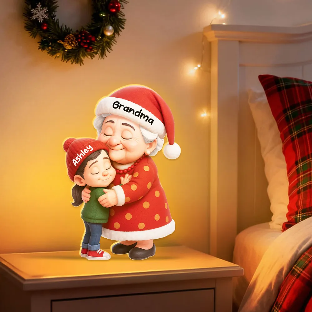 Grandma and Grandkid Hug Acrylic Light Box – A Heartwarming Christmas Gift of Love and Togetherness - Image 6