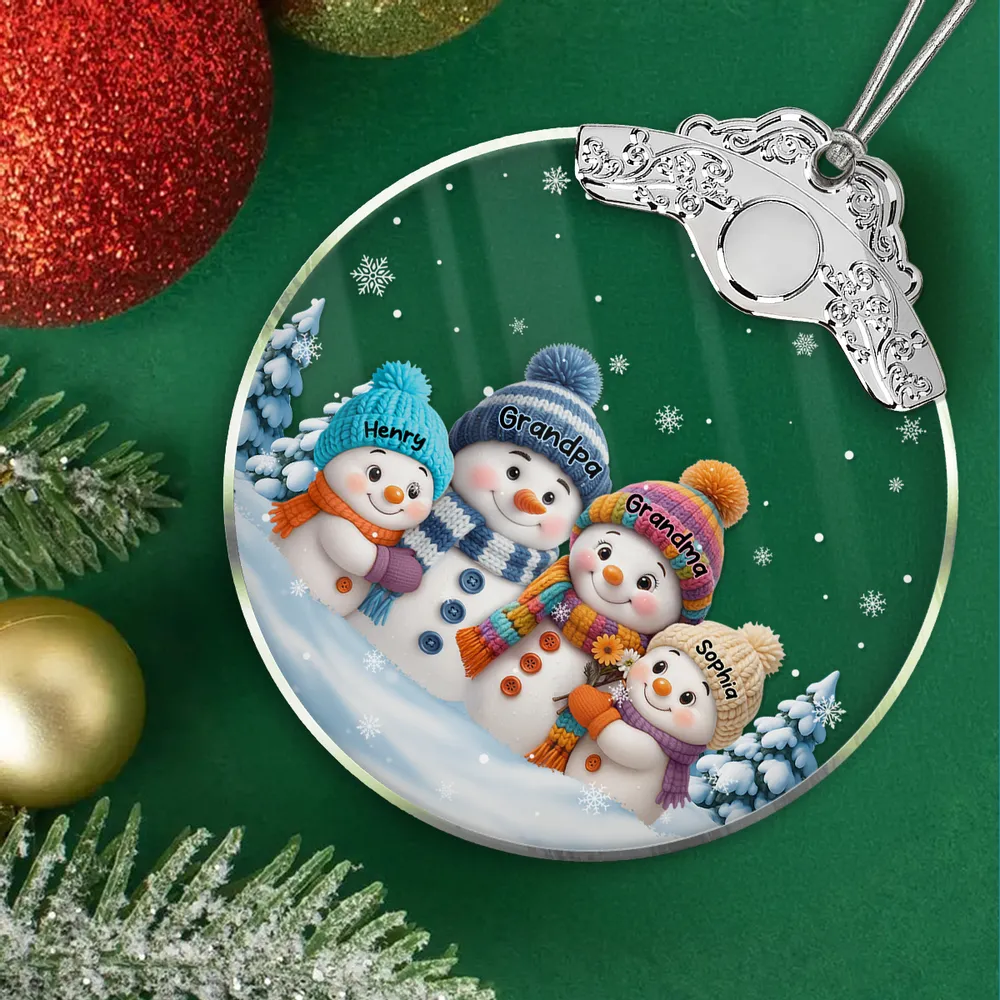 Snowman Family Silver Capped Glass Ornament – Heartwarming Holiday Gift for Grandma & Loved Ones - Image 3