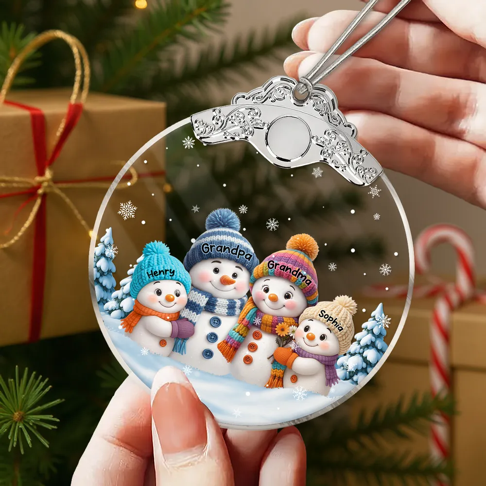 Snowman Family Silver Capped Glass Ornament – Heartwarming Holiday Gift for Grandma & Loved Ones - Image 5