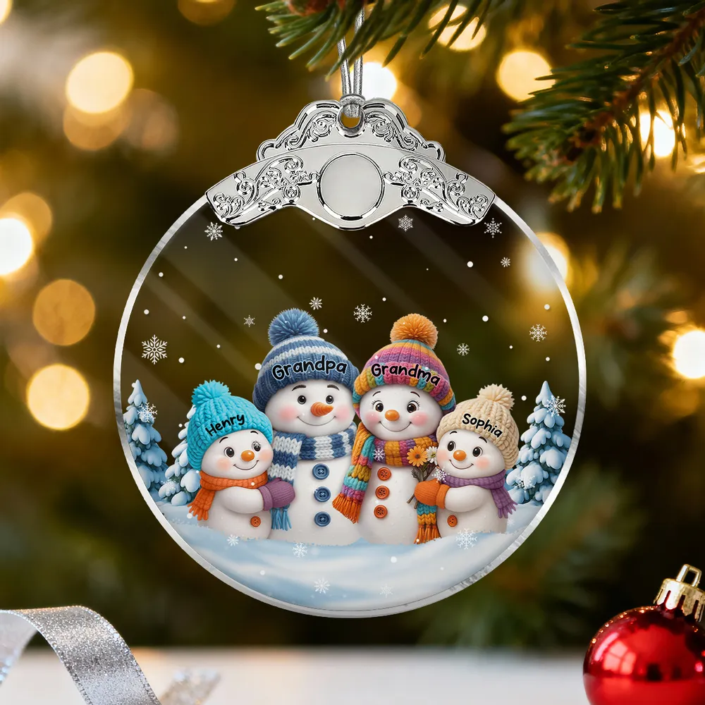 Snowman Family Silver Capped Glass Ornament – Heartwarming Holiday Gift for Grandma & Loved Ones - Image 8
