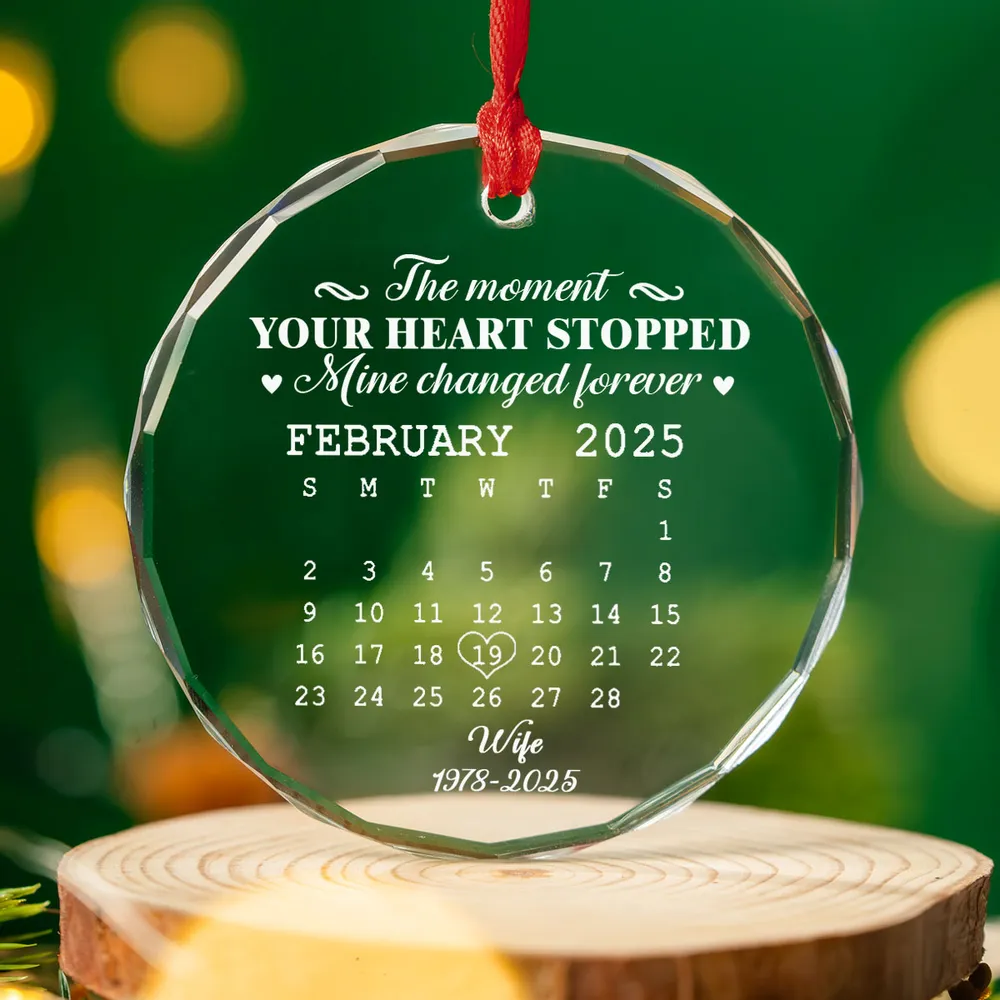 ๐ Eternal Keepsake: Personalized Crystal Calendar Ornament | Engrave Your "Moment The World Stopped" or Beloved's Name & Date - Image 3