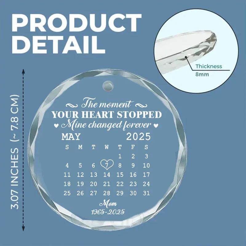 ๐ Eternal Keepsake: Personalized Crystal Calendar Ornament | Engrave Your "Moment The World Stopped" or Beloved's Name & Date - Image 4