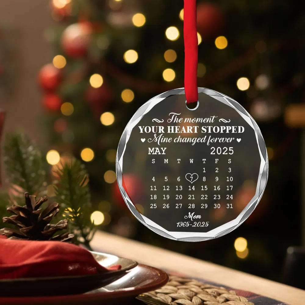 ๐ Eternal Keepsake: Personalized Crystal Calendar Ornament | Engrave Your "Moment The World Stopped" or Beloved's Name & Date - Image 5