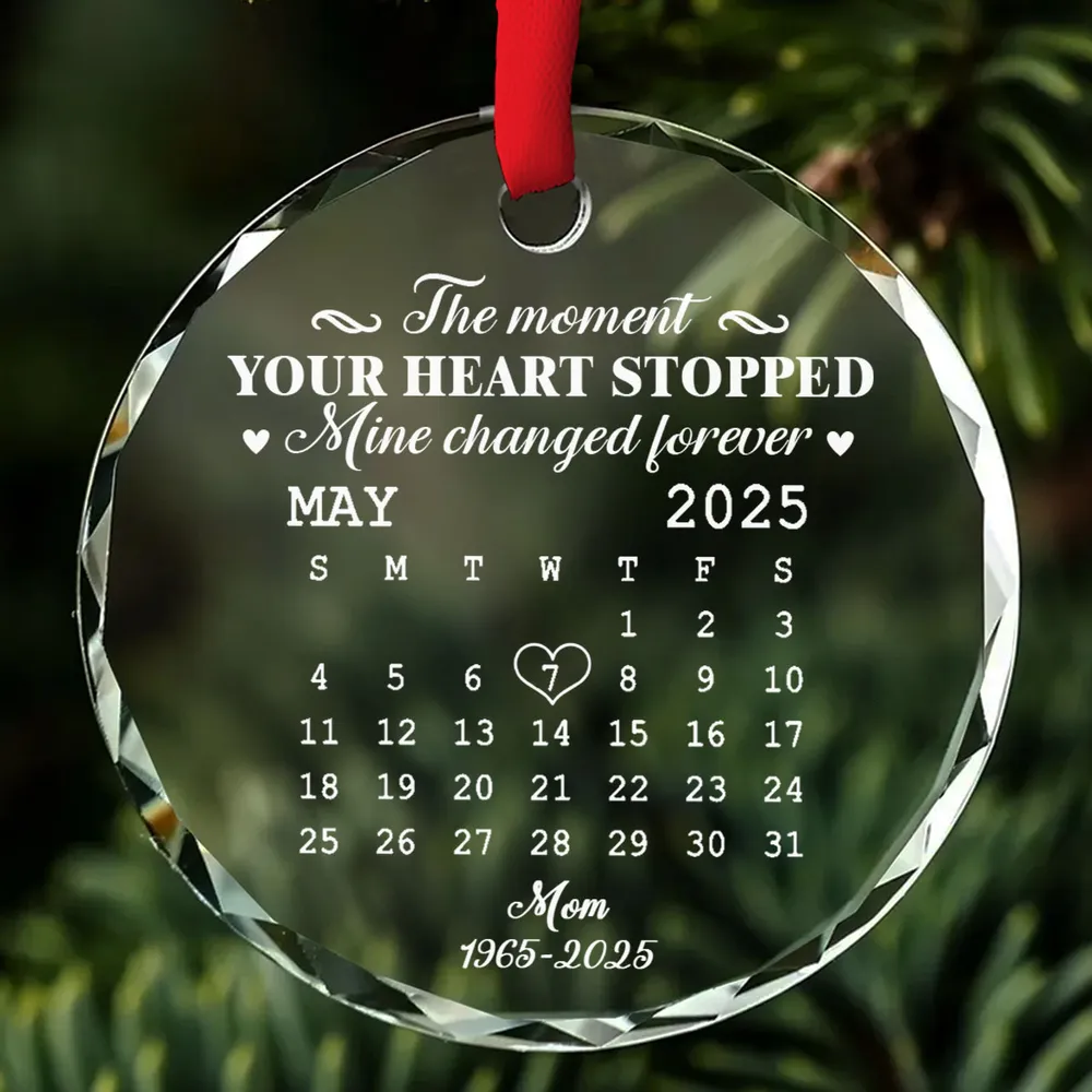 ๐ Eternal Keepsake: Personalized Crystal Calendar Ornament | Engrave Your "Moment The World Stopped" or Beloved's Name & Date - Image 6