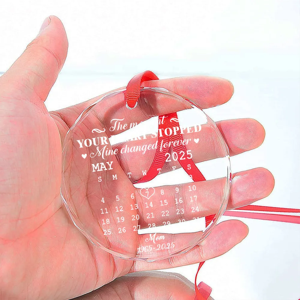 ๐ Eternal Keepsake: Personalized Crystal Calendar Ornament | Engrave Your "Moment The World Stopped" or Beloved's Name & Date - Image 7