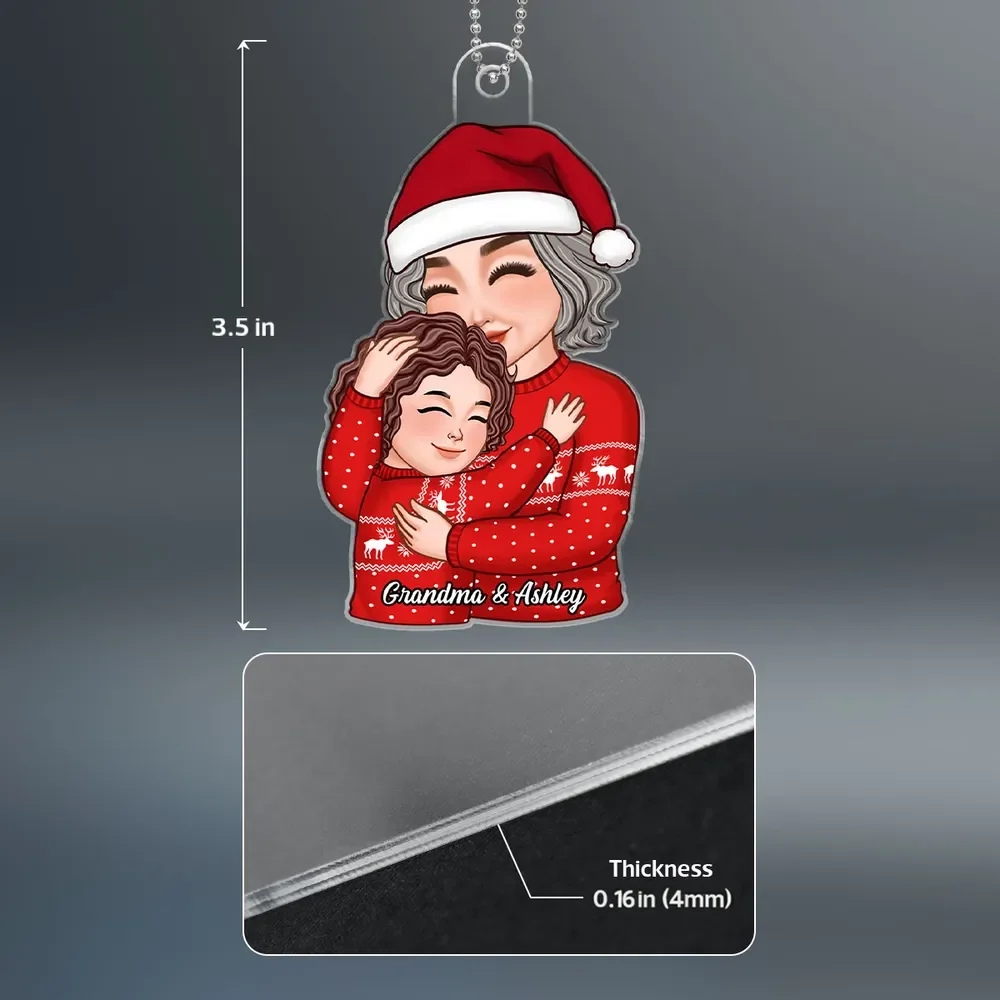 Christmas Acrylic Ornament – Grandma & Grandchild Hug Keepsake, Heartfelt Gift for Grandma - Image 5