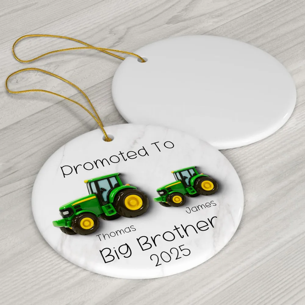 Big Brother Promotion Ornament with Tractor Theme – Meaningful Farm Gift for Family Christmas Celebration - Image 6