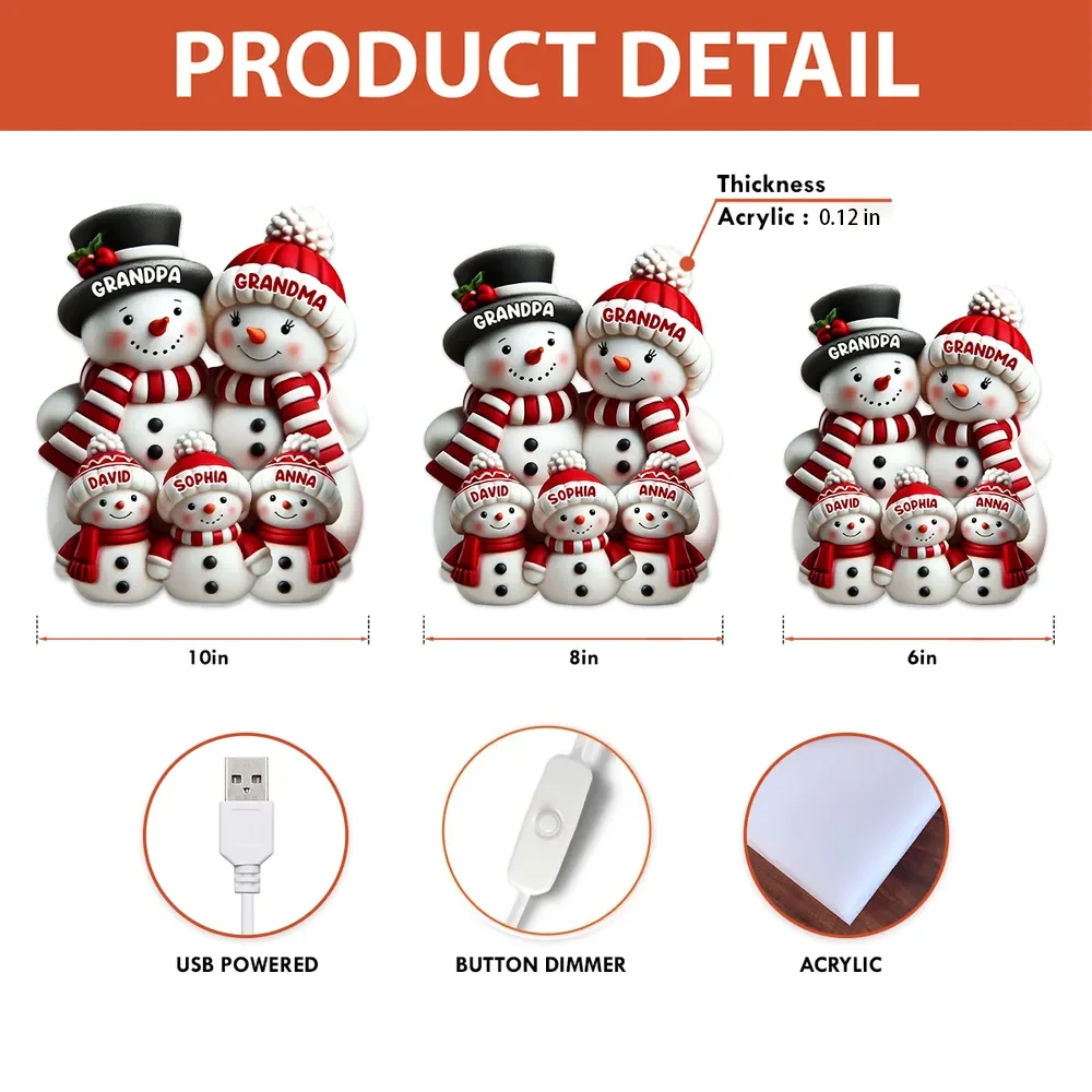 Snowman Family Acrylic Light Box – Cozy Christmas Décor, Heartwarming Gift for Grandparents - Image 8