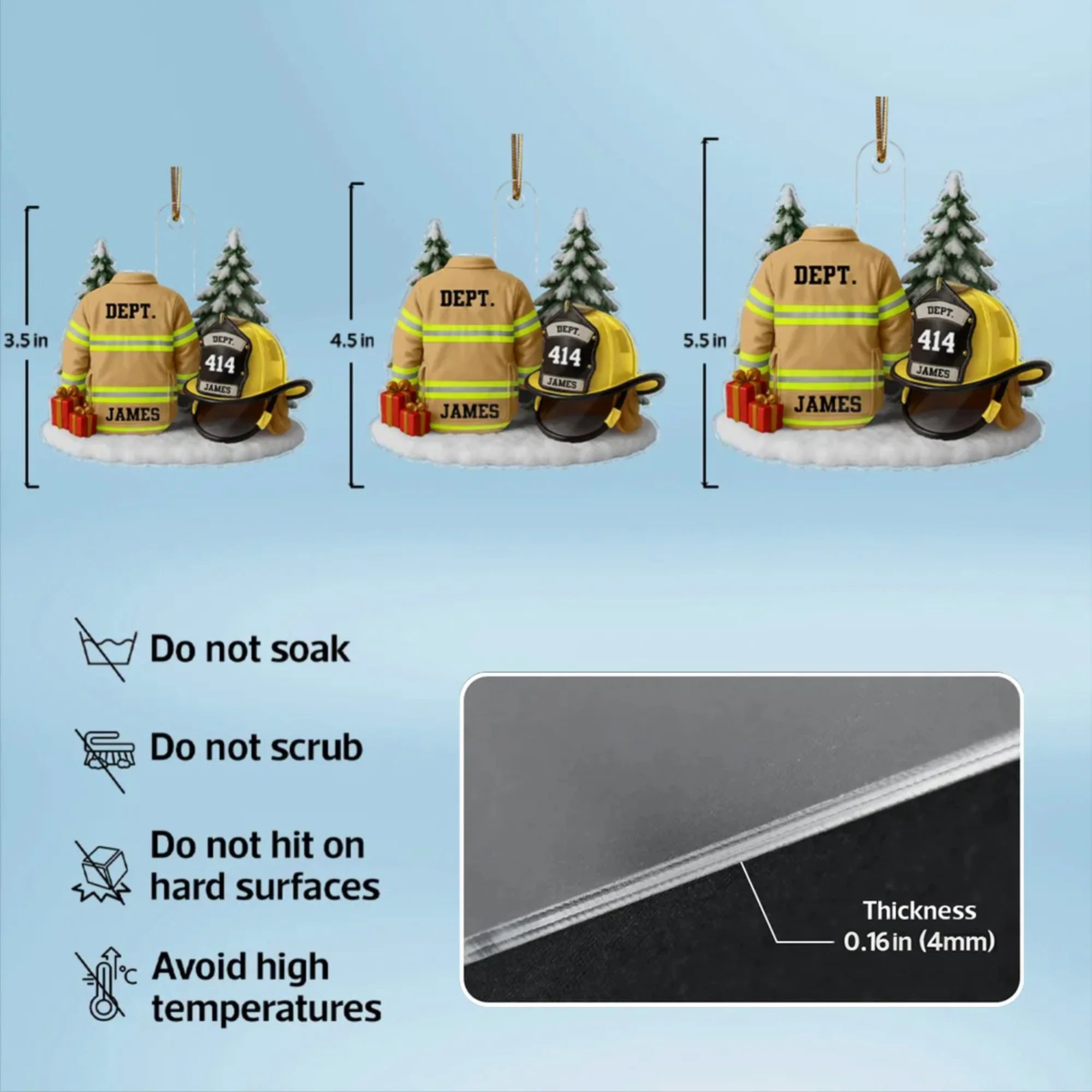 Firefighter Ornament – Fire Jacket and Helmet Design, a Heartfelt Gift Honoring Bravery and Service - Image 4
