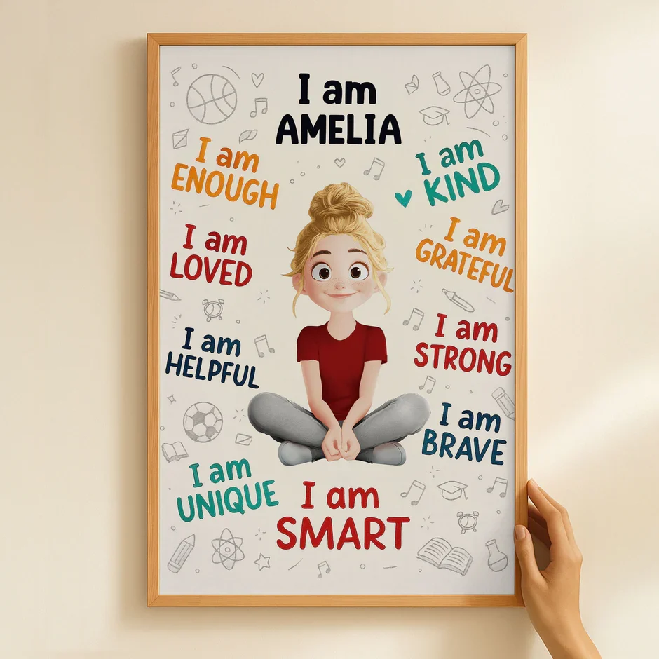 Custom Kids Affirmation Poster | Cute Inspirational Canvas Art to Build Confidence & Gratitude | Thoughtful Gift for Kids - Image 3