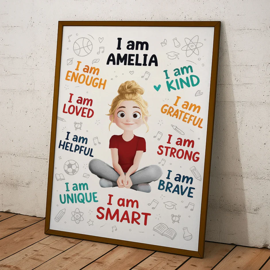 Custom Kids Affirmation Poster | Cute Inspirational Canvas Art to Build Confidence & Gratitude | Thoughtful Gift for Kids - Image 5