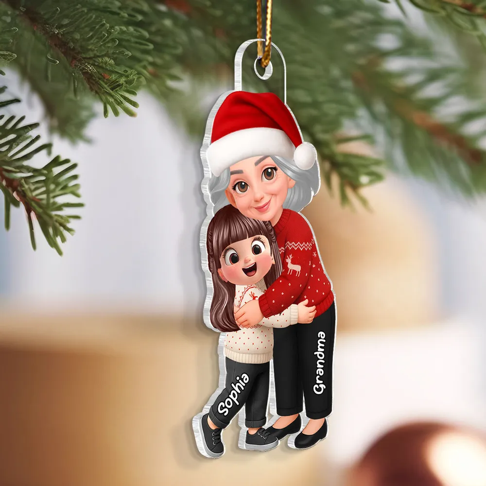 Christmas Grandma & Grandchild Acrylic Ornament – Heartwarming Family Decoration, Perfect Gift for Grandparents - Image 2