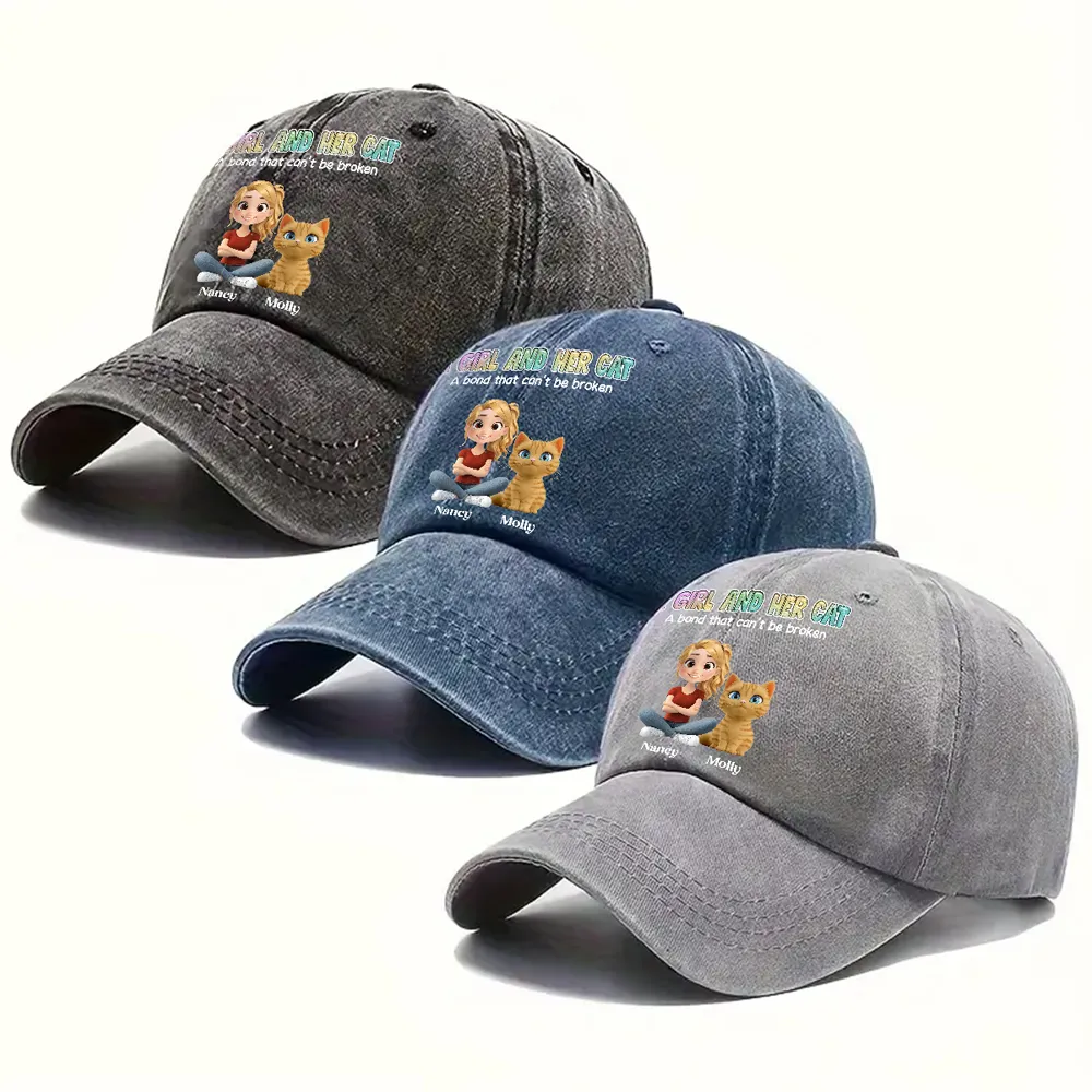 Denim Baseball Cap, Vintage Washed, Custom Pet Graphic, Casual Sun Shield, Unique Gift for Dog & Cat Moms - Image 11