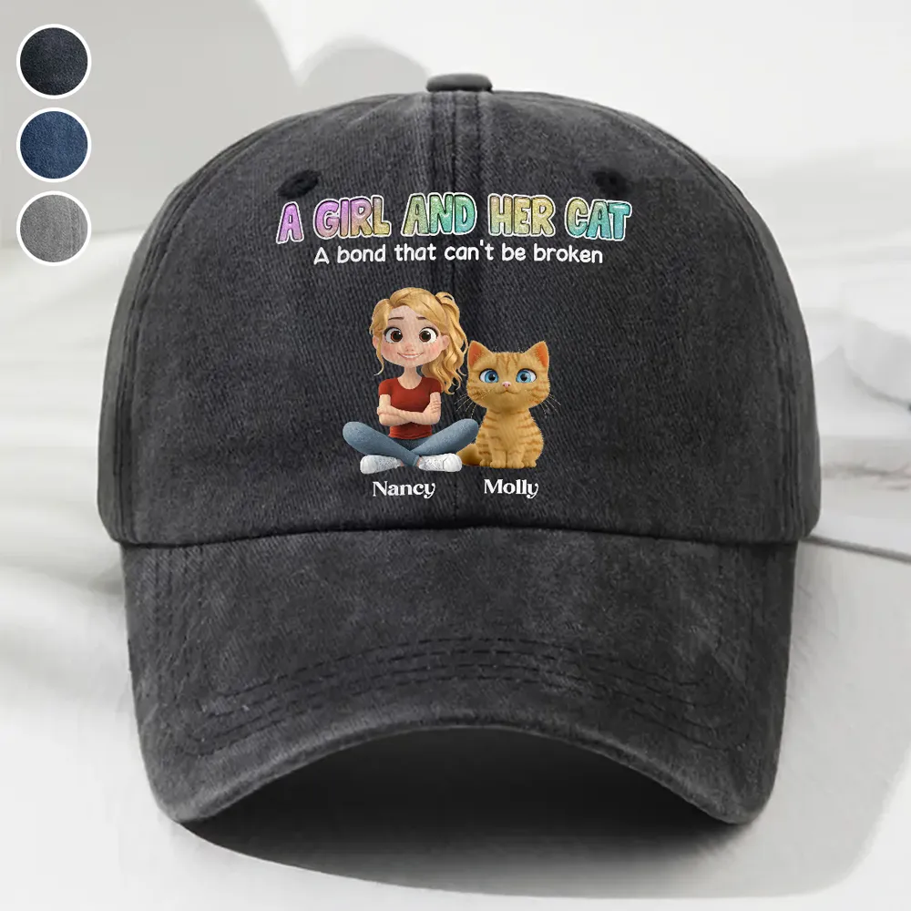 Denim Baseball Cap, Vintage Washed, Custom Pet Graphic, Casual Sun Shield, Unique Gift for Dog & Cat Moms - Image 9