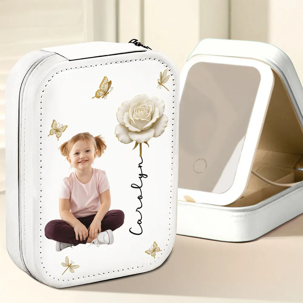 Blooming Soul with Photo – Personalized LED Mirror Jewelry Box in Multiple Colors – A Thoughtful Gift for Women - Image 6