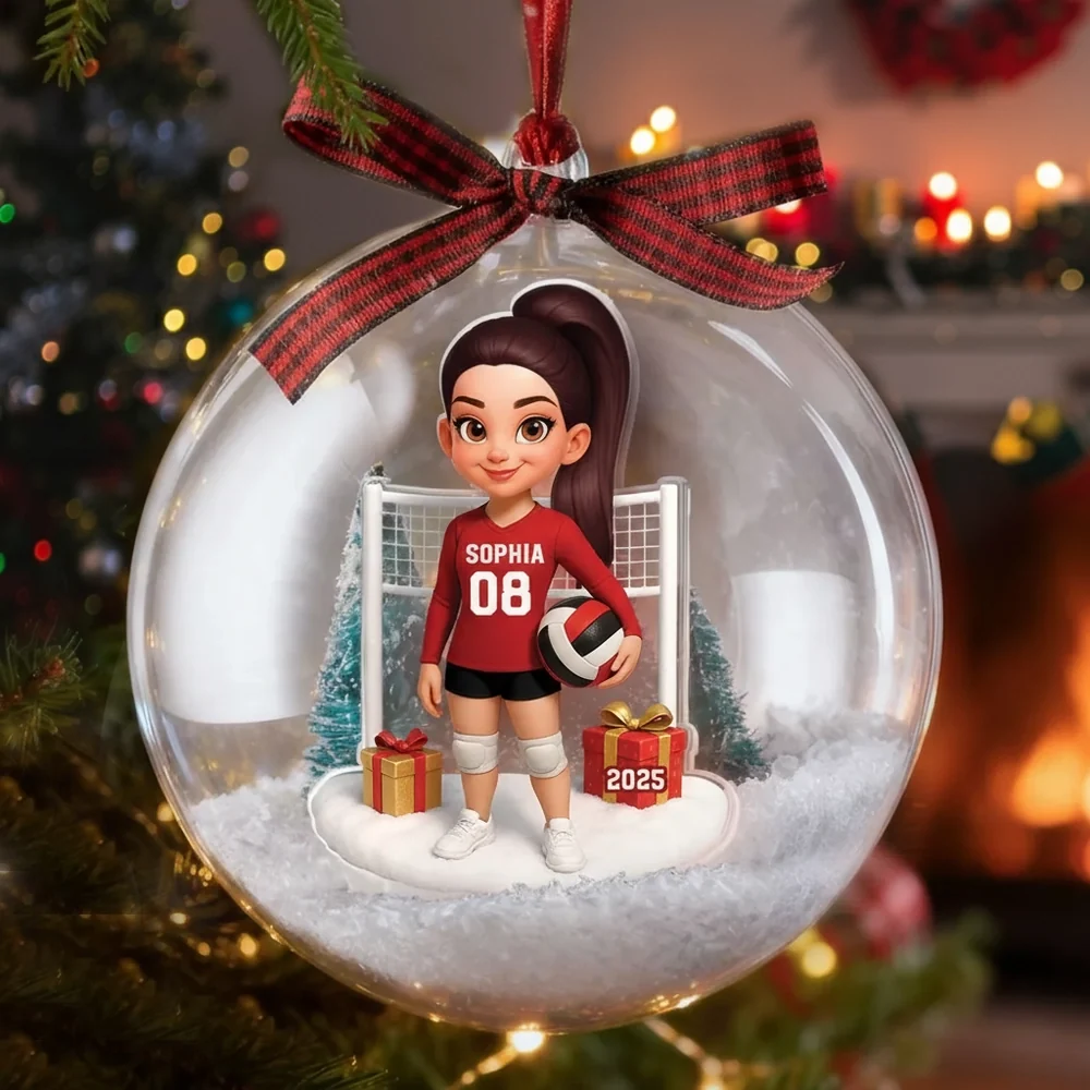 Custom Volleyball Girl Ornament - Unique Christmas Snow Globe Gift for Daughter, Teammate or Sports Lover Keepsake
