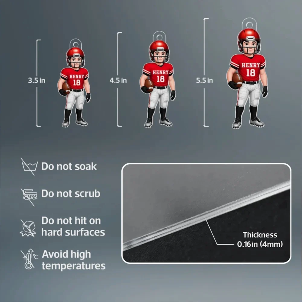 Personalized Football Player Acrylic Ornament, High-Quality Print, Gift-Ready Keepsake for Athletes - Image 4