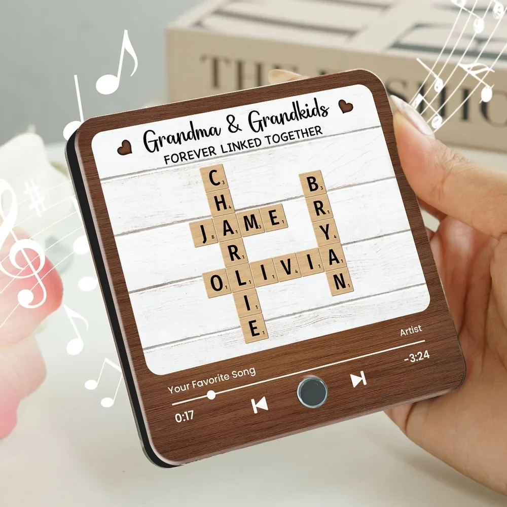 Acrylic Music Magnet for Grandma & Grandkids, Rustic Tile Design, Fridge Decor Keepsake, Creative Gift - Image 3