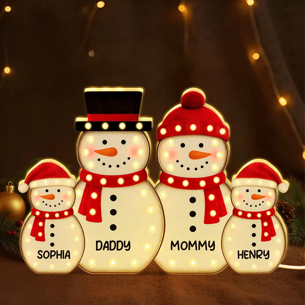 Personalized Snowman Acrylic Light Box, festive LED warm glow for holiday mantel or bedroom, creative keepsake gift for Parents & Kids - Image 2