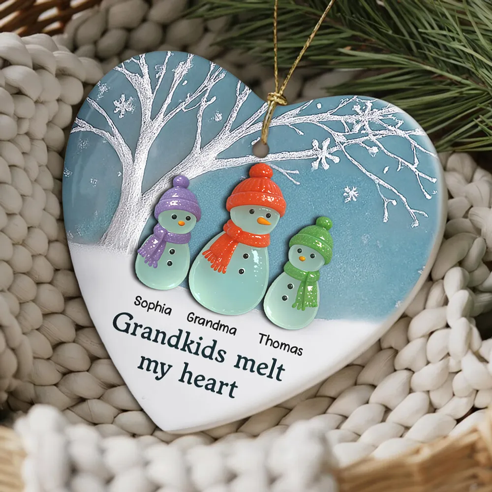 Grandkids Melt My Heart Ceramic Heart Ornament – A Warm Gift for Grandma from Her Grandkids - Image 5