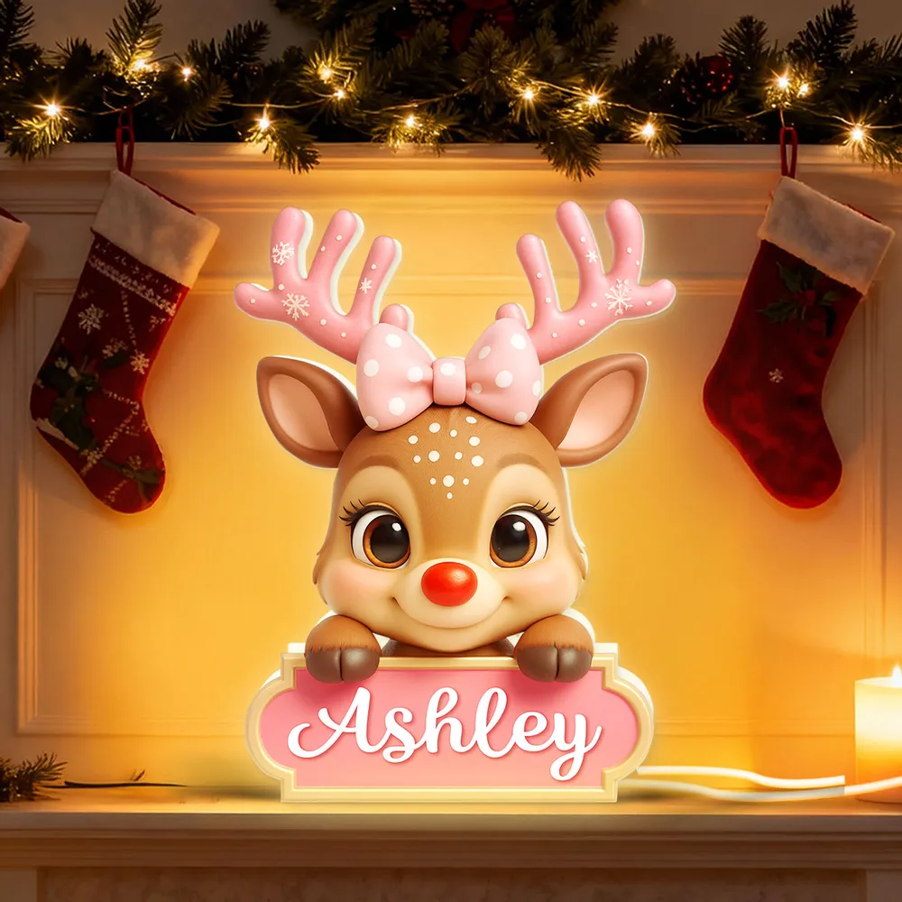Acrylic Light Box Reindeer Nursery Lamp, Custom Cute Design, Warm Glow, Unique Christmas Gift for Children & Grandchildren - Image 7