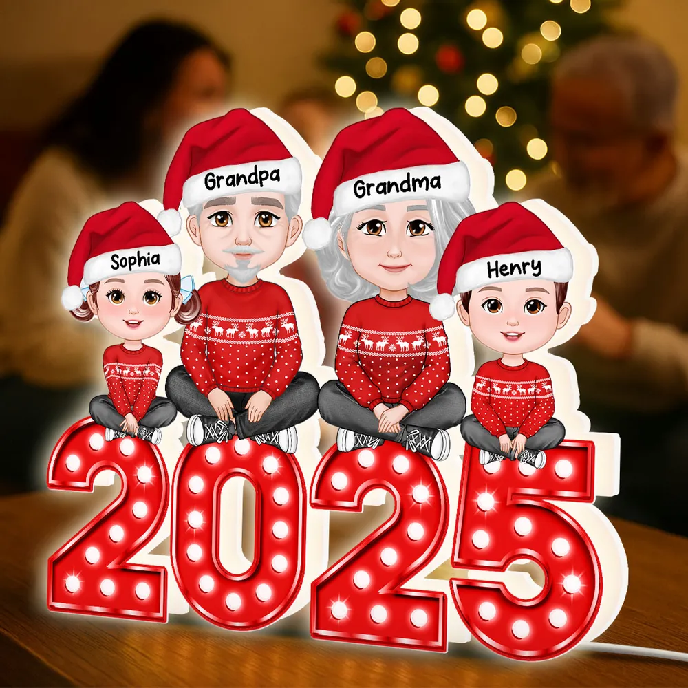 Christmas Grandparents & Grandkids Acrylic Light Box with Marquee Numbers, soft warm glow, unique gift for Grandma & Grandpa - Image 6