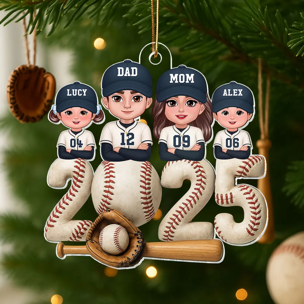 Personalized Baseball Family Acrylic Ornament for Christmas Tree, Heartwarming Decor, Unique Gift for Parents and Kids - Image 6