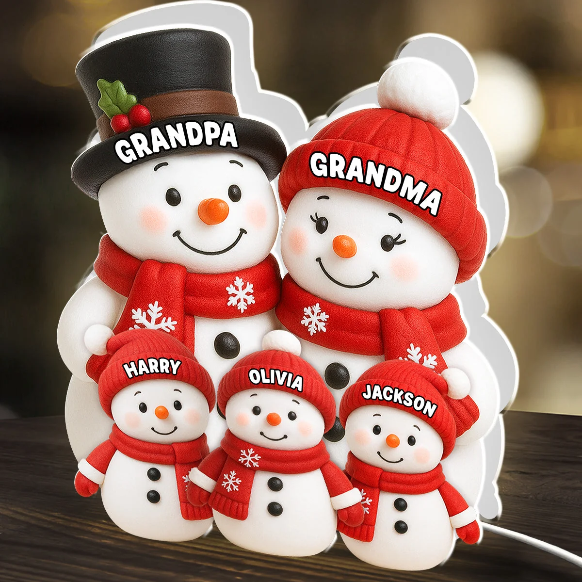 Acrylic Light Box - Cute Snow Family, Soft Light for Winter Nights and Party Decor, Creative Gift for Grandma and Grandpa - Image 5
