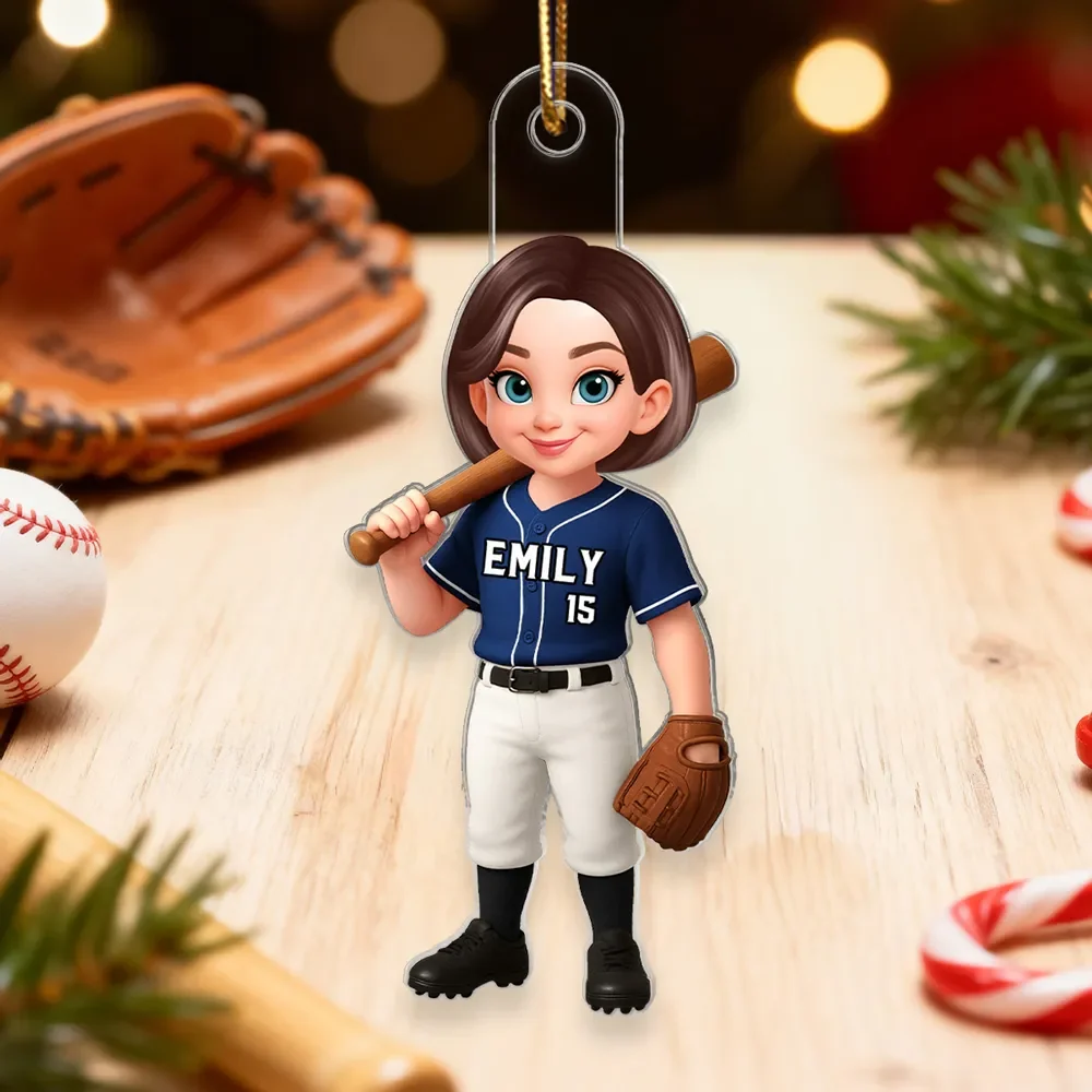 Acrylic Ornament Baseball Player - Customizable Cartoon Holding Bat - Team Spirit Keepsake - Unique Gift for Kids & Coach - Image 3