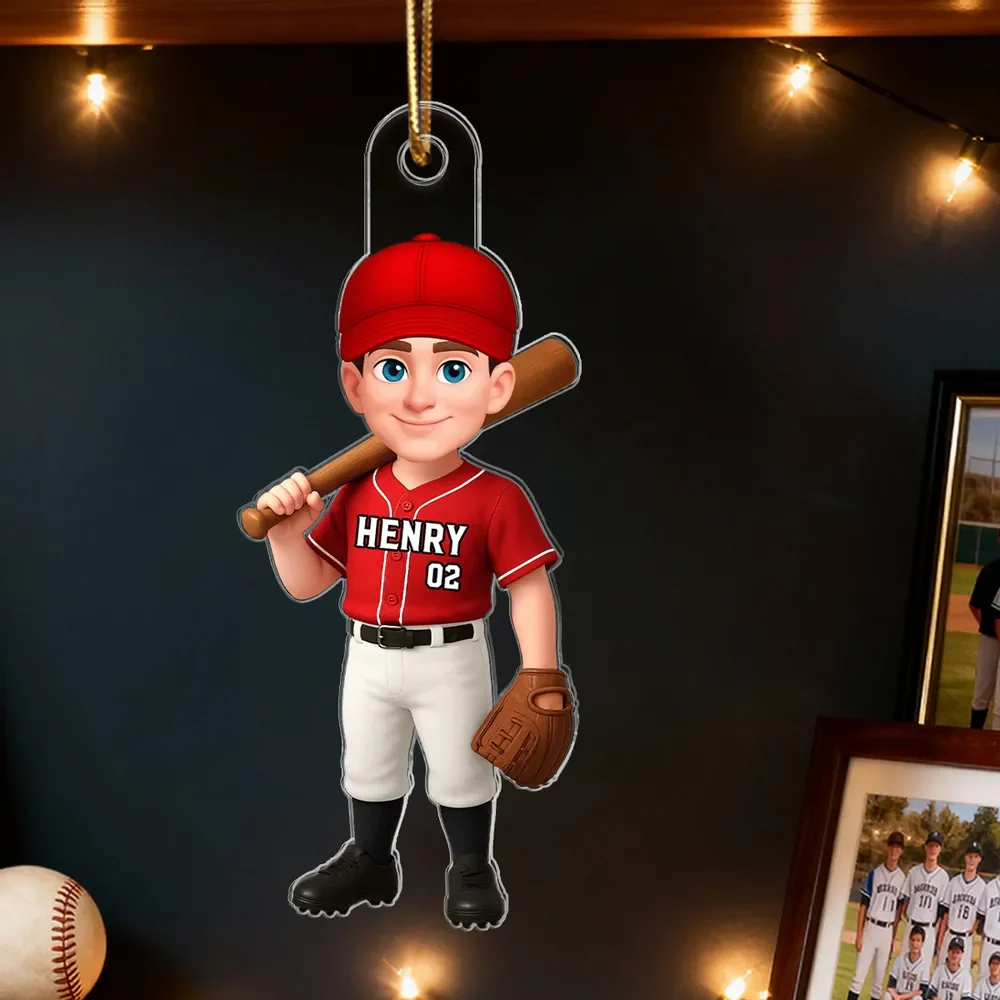 Acrylic Ornament Baseball Player - Customizable Cartoon Holding Bat - Team Spirit Keepsake - Unique Gift for Kids & Coach - Image 7