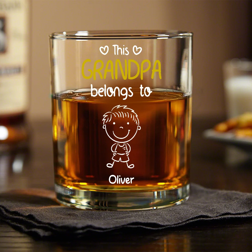 “This Grandpa Belongs To” Whiskey Glass – Personalized Family Gift Full of Love for Grandpa - Image 2