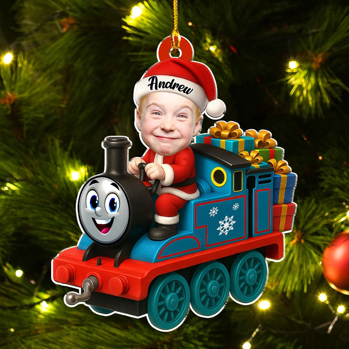 Acrylic Ornament Personalized Santa Train Tree Decor, Cute Cartoon Style, Festive Joy, A Unique Gift for Kids & Family - Image 5
