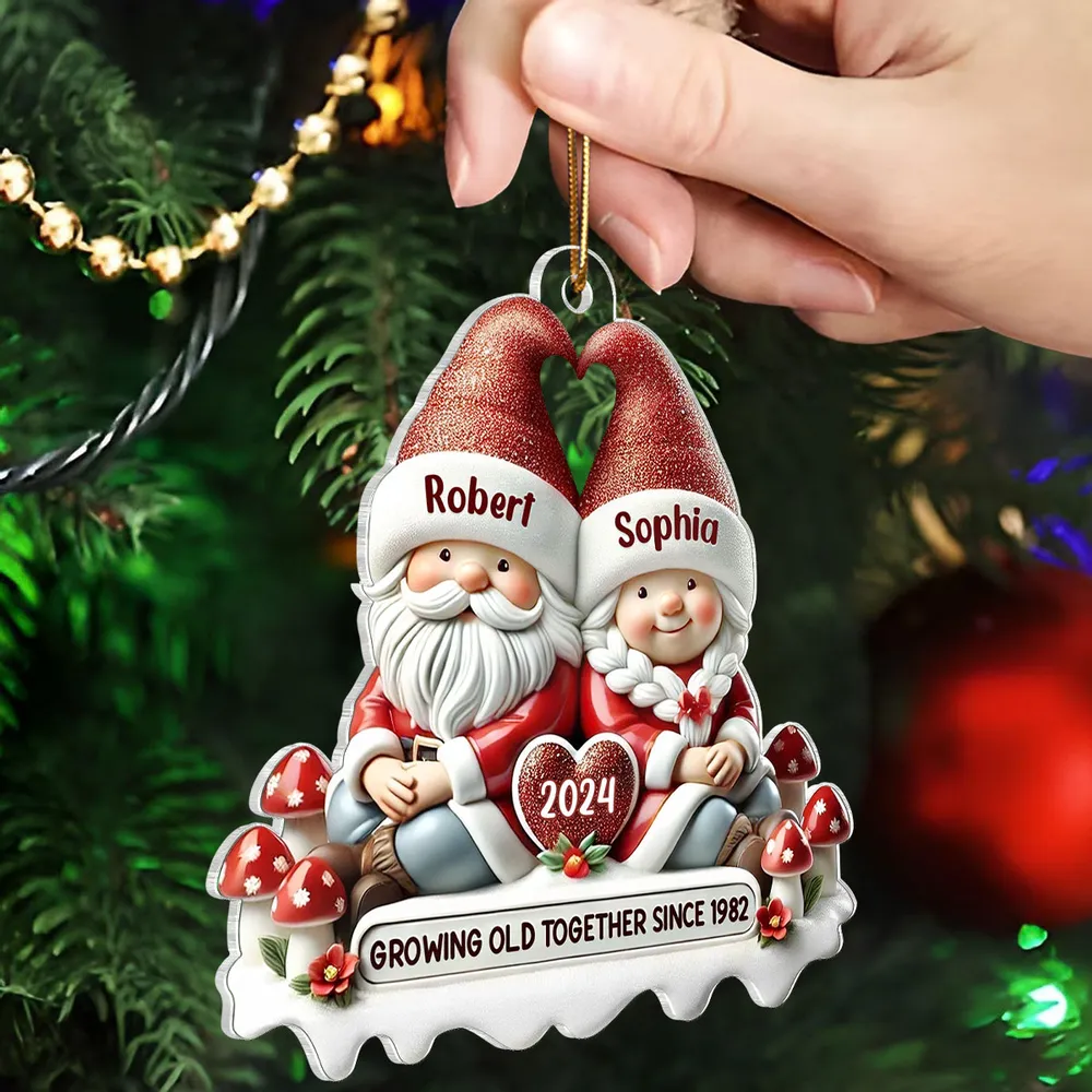 Santa Couple Acrylic Ornament with Heart - Festive Christmas Tree Decor, romantic keepsake, a unique creative gift for couples - Image 4