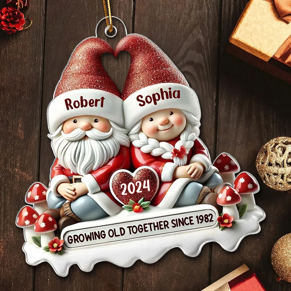 Santa Couple Acrylic Ornament with Heart - Festive Christmas Tree Decor, romantic keepsake, a unique creative gift for couples - Image 6