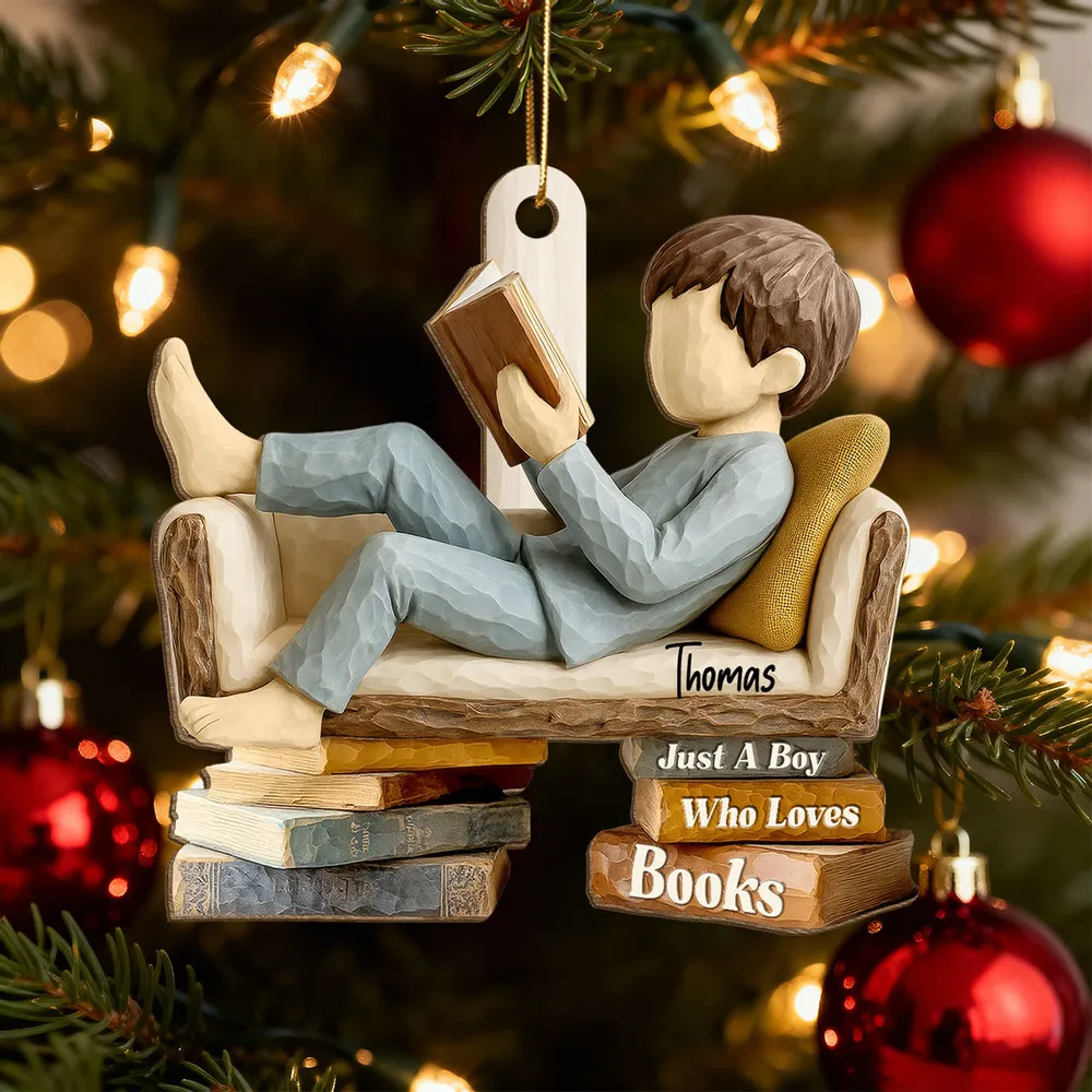 Wooden Ornament for Book Lovers, Cozy Reader on Sofa, Rustic Holiday Decor, A Unique Gift for Daughter or Friend - Image 6