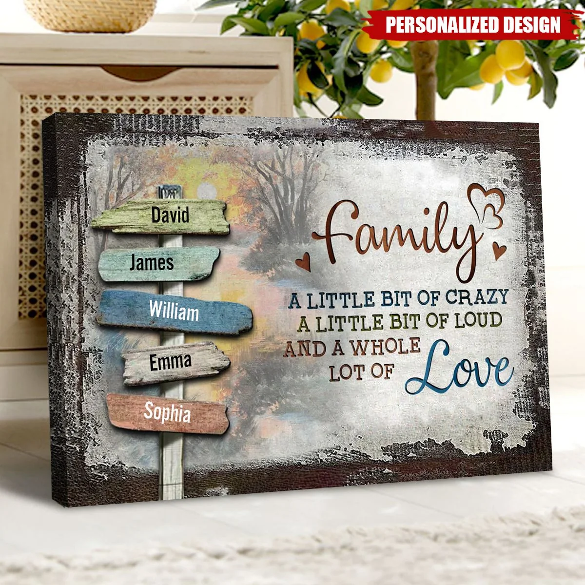 "A Little Lot of Love" Personalized Family Sign Canvas or Poster | Rustic Farmhouse Wall Decor | Unique Heartfelt Home Gift - Image 8