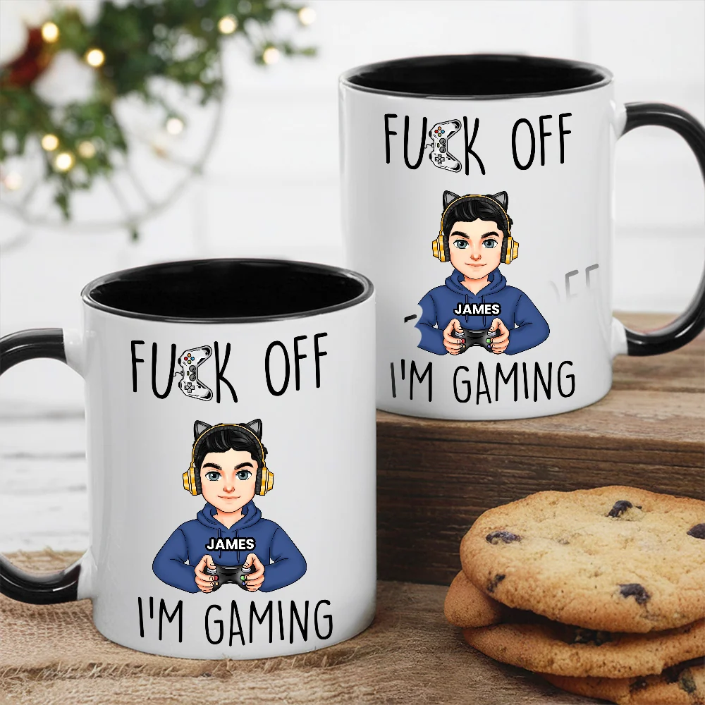 Mug with Custom Gamer Avatar, Do Not Disturb Theme, Fun & Cute Desk Coffee Cup, Unique Gift for Boyfriend or Coworker - Image 2