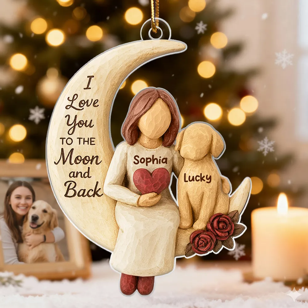 Personalized Acrylic Ornament for Dog Mom, Moon & Dog Design, I Love You to the Moon and Back, Unique Gift - Image 8