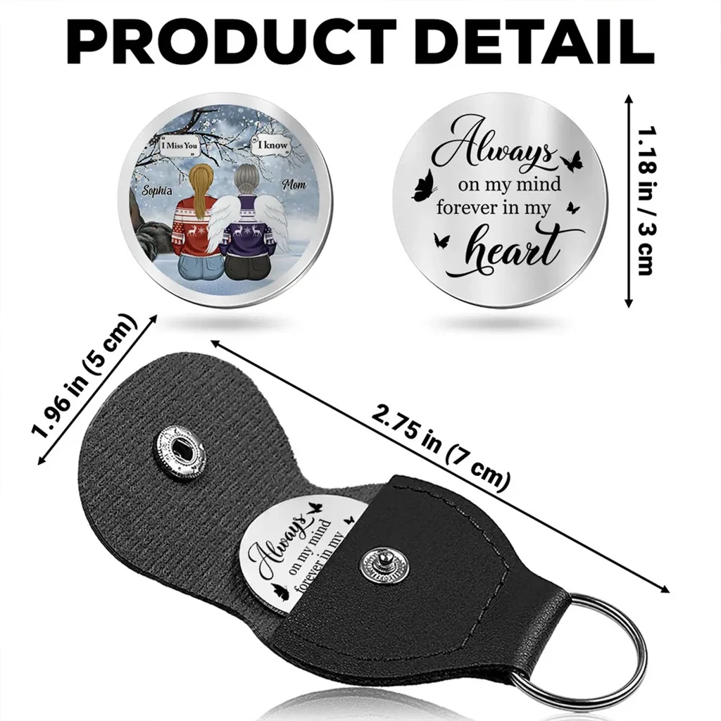 Pocket Hug Keepsake, Stainless Steel, Customizable Mother & Daughter Art, Always on My Mind, Unique Gift for Mom or Daughter - Image 4