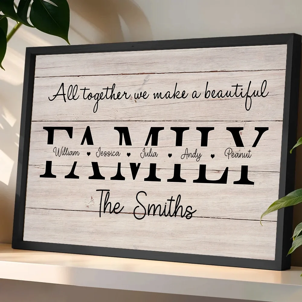 All Together We Make a Beautiful Family Personalized Poster – Custom Name Wall Art, Unique Gift for Housewarming or Christmas - Image 2