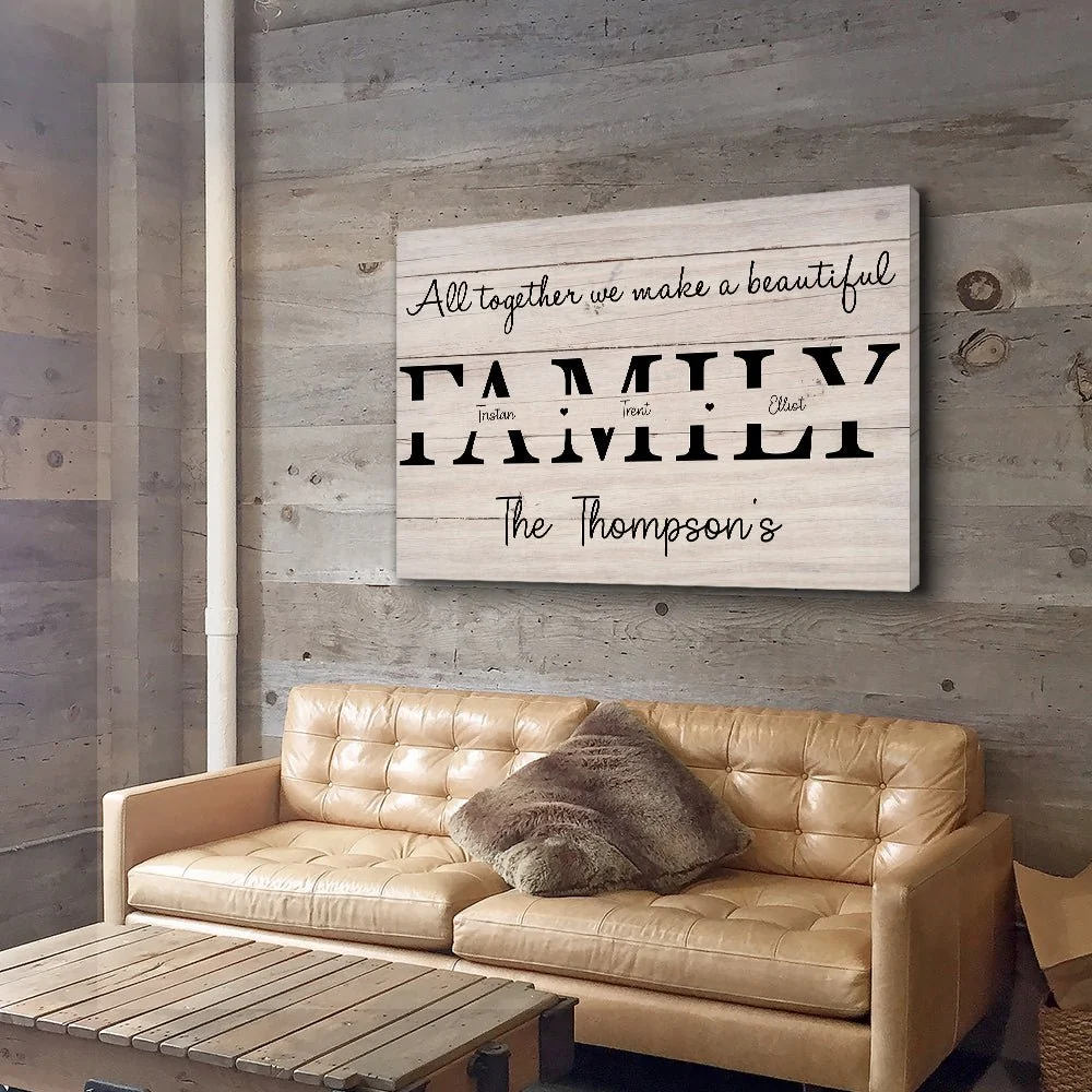 All Together We Make a Beautiful Family Personalized Poster – Custom Name Wall Art, Unique Gift for Housewarming or Christmas - Image 3