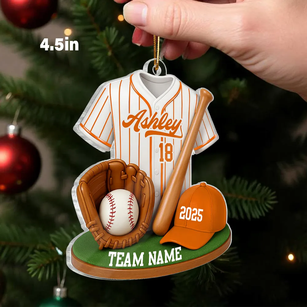 Personalized Baseball Jersey & Gear Ornament – Custom Name, Number & Team, Perfect Christmas Gift for Players and Fans - Image 2