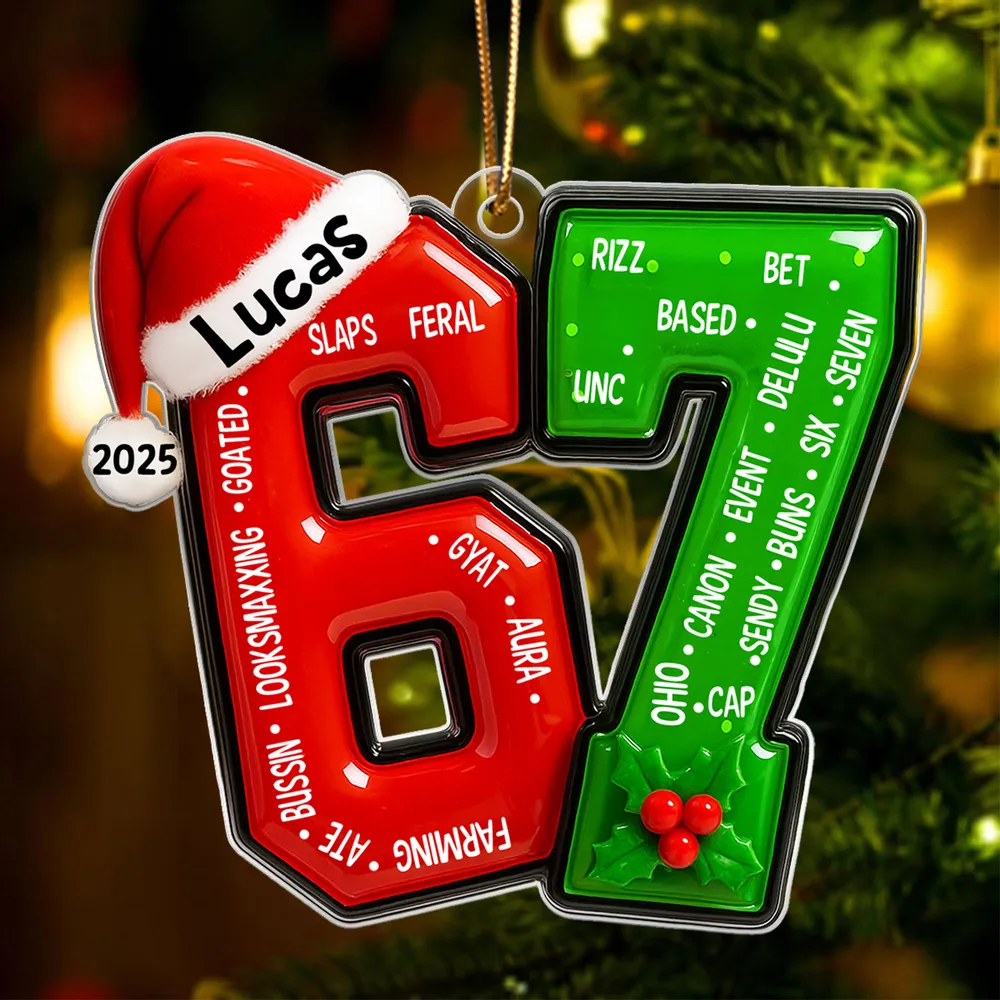 Personalized Acrylic Ornament with Bold Number Design, Custom Teen Slang, Fun Christmas Tree Decor, Unique Gift for Kids and Tweens
