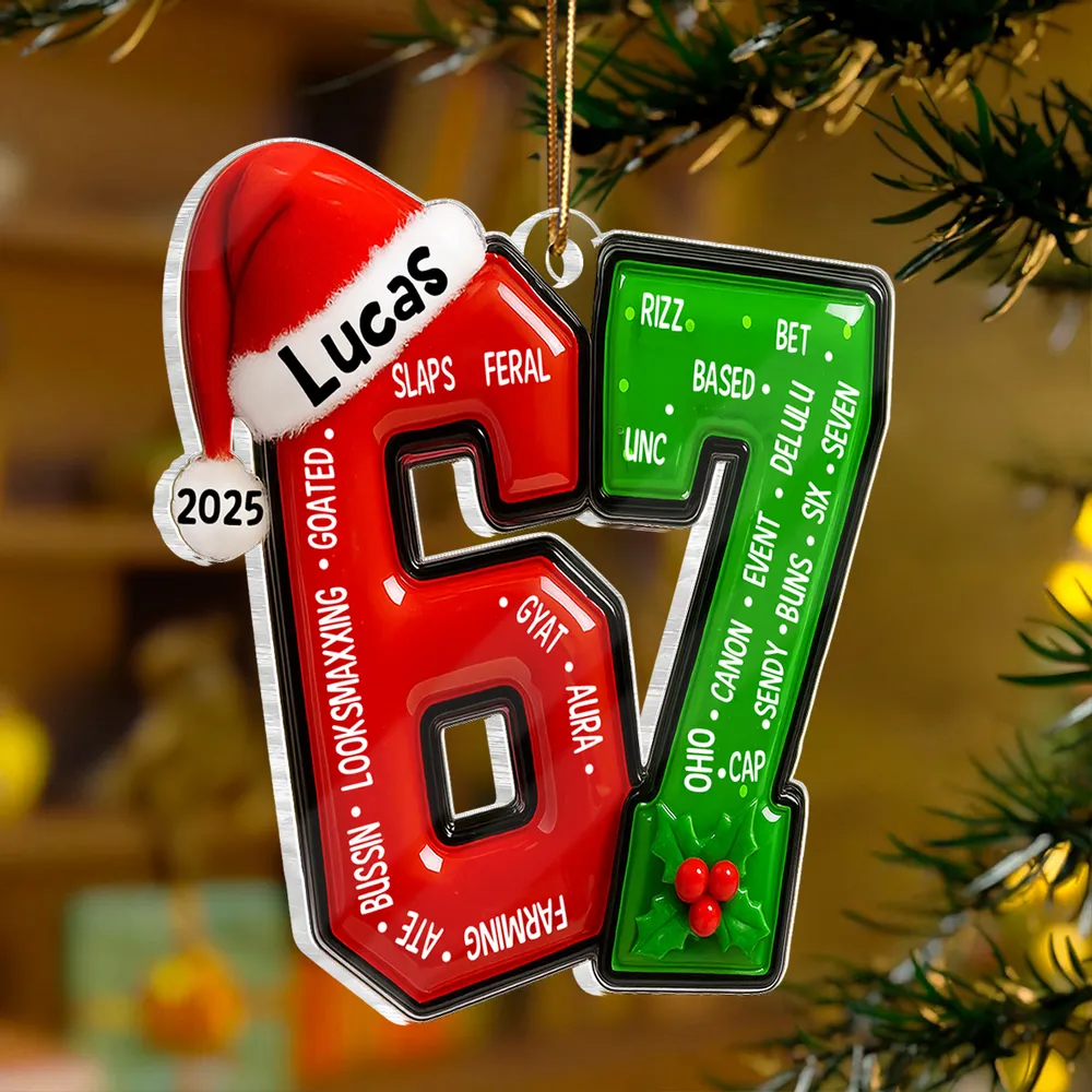 Personalized Acrylic Ornament with Bold Number Design, Custom Teen Slang, Fun Christmas Tree Decor, Unique Gift for Kids and Tweens - Image 6