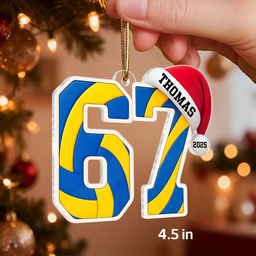 Funny 67 Sports Acrylic Ornament for Teens, Basketball & Football Design, Unique Christmas Tree Gift - Image 7