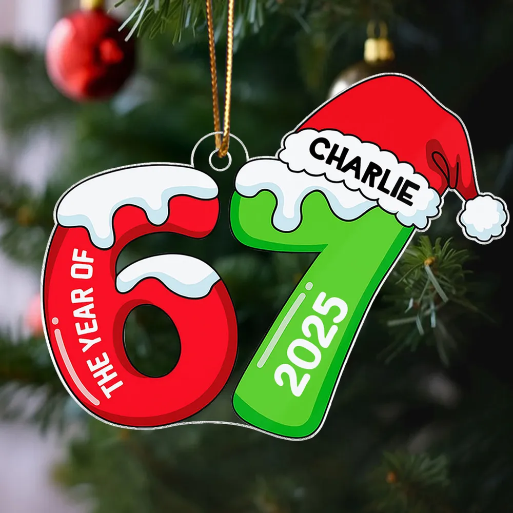 Personalized Acrylic Ornament 67 Gingerbread Design, Teen Slang Christmas Tree Decor, Cute Unique Gift for Grandkids - Image 7
