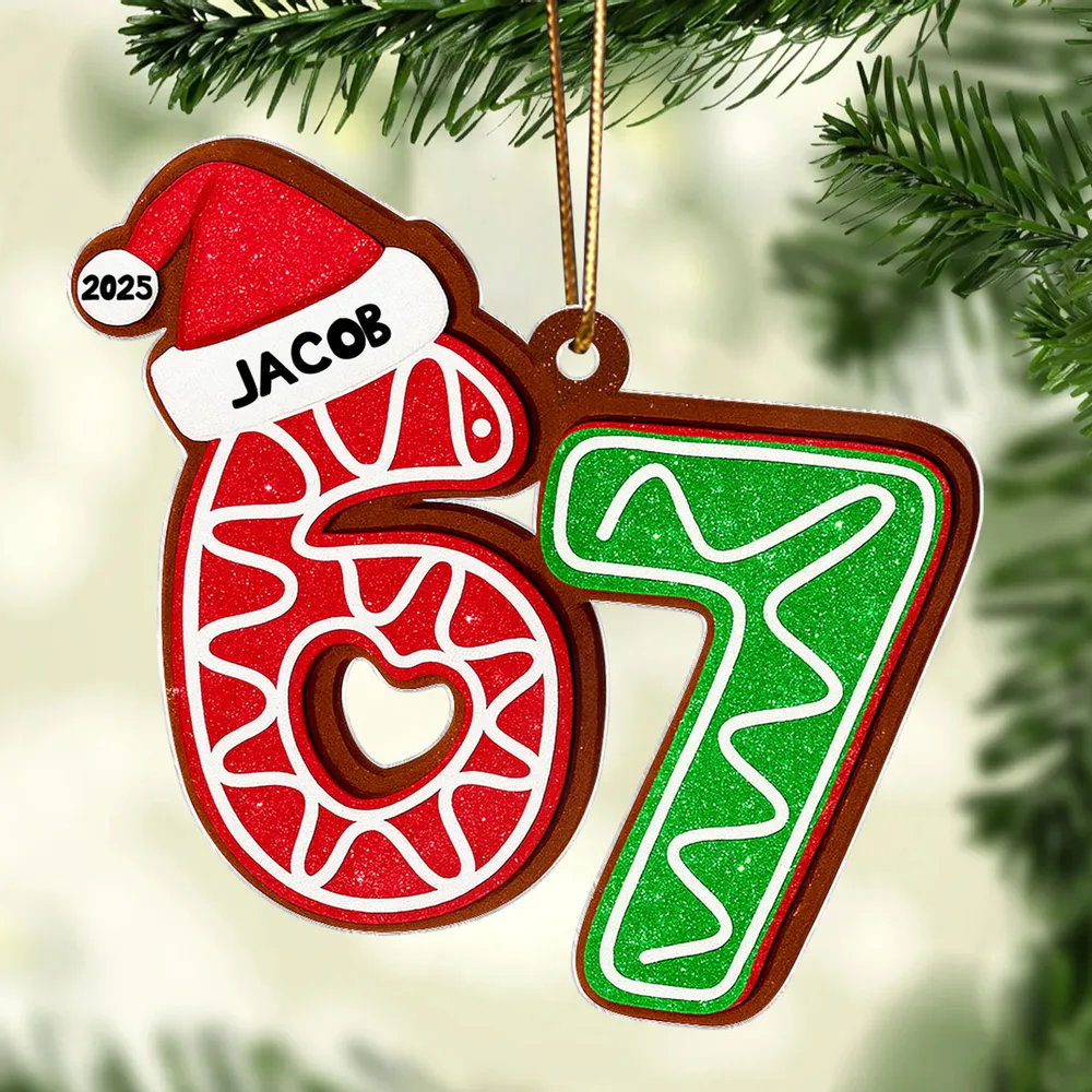 Personalized Acrylic Ornament 67 Gingerbread Design, Teen Slang Christmas Tree Decor, Cute Unique Gift for Grandkids - Image 9