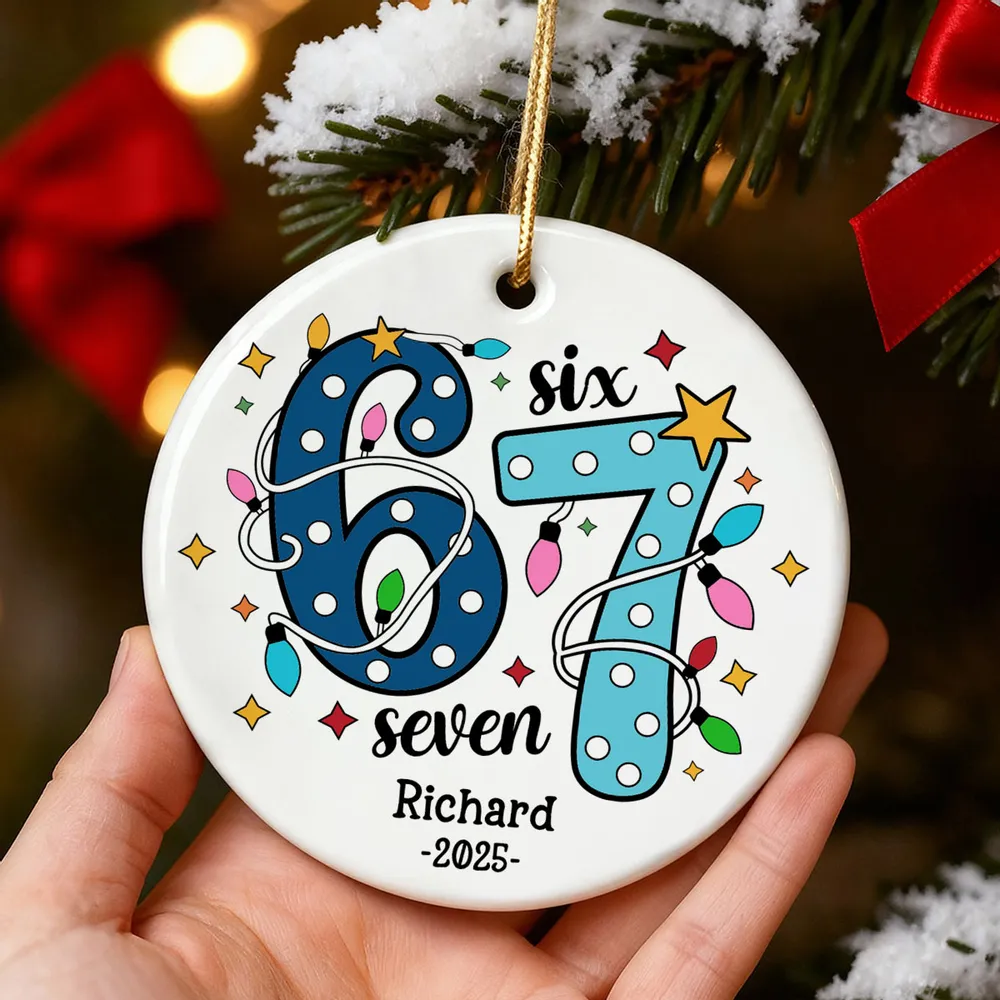 Custom 67 Ceramic Ornament with Cute Holiday Design — Perfect Keepsake for Kids & Grandkids - Image 2